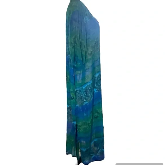 No Brand 2pc Maxi Green Tank Dress with Chiffon Multi Color Jacket Plus Size 3X - Picture 3 of 14